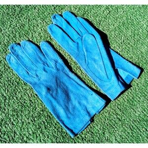 VTG Ladies Grandoe Aqua Marine 3PIN-HOLES Soapable Leather Petite Sz6 Gloves GUC